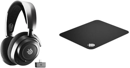 SteelSeries Arctis Nova 7 Wireless Multi-Plattform Gaming-Headset & QcK - Gaming-Mauspad - Stoff - Gummiunterseite - Schwarz (320mm x 270mm x 2mm)