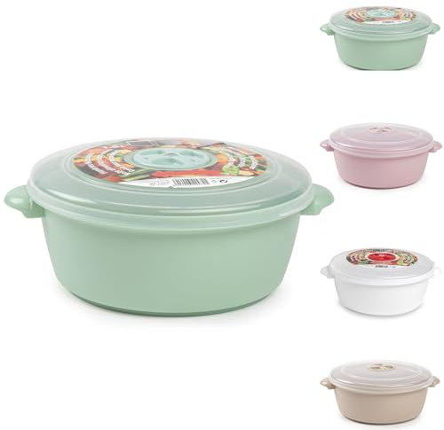 Plastic Freezer Microwave Pot Food Storage Container Tub with Ventilated Lid Heating Food, Steam Release Vent, Kitchen Air-tight Food Storage Box (1.5L - Mint Green)