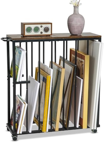 ikkle Großes Kunst-Aufbewahrungsregal, zum Trocknen von Malereien, Leinwandregal mit Rollen, Kunstaufbewahrung, Präsentationsständer für Leinwand, Rahmen, Zeichenbrett, Metallhandwerk Druckregal für
