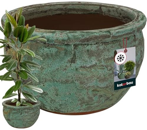 KOTARBAU® Blumentopf Keramik groß Höhe 32 cm ⌀ 50 cm Pflanzkübel für draußen Blumenkübel Outdoor groß & frostsicher Pflanzgefäße außen & innen Übertöpfe für draußen Orchideentopf Keramik