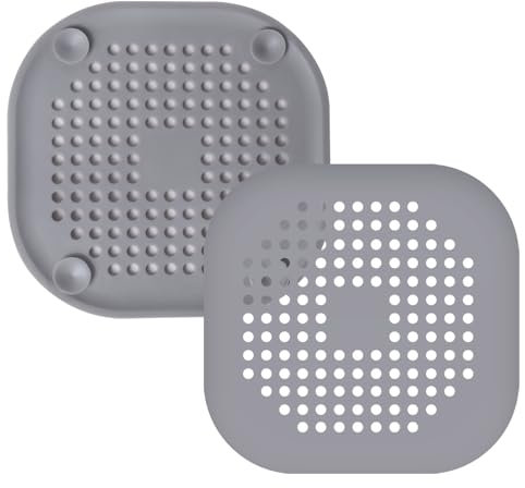 2 Piezas Silicona Protector de Drenaje,Atrapa Pelos Ducha,Filtro Desague, Filtro de Cabello Protector de Drenaje Plegable, Coladores de Desagüe de Fregadero para Baño, Bañera, Ccocina (Gris)