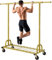 HOKEEPER Heavy Duty Clothes Rail 238kg (525lbs) Capacity, Extendable Hanging Rack with Lockable Wheels & Shelves, Space Saving for Bedroom, Apartment, Laundry Room, Gold