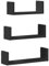 vidaXL Wandregal 3 STK. Wandboard mit Stauraum, Schweberegal Hängeregal für Wohnzimmer Küche Büro Schlafzimmer, Regal Bücherregal Dekorativ, Schwarz Holzwerkstoff