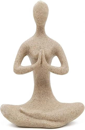 Boerni Meditative Yoga-Göttin-Statue, moderne Skulptur aus Sandstein, meditierende Yoga-Pose, Dekoration, Ornament, Tischbasteln, Geschenk für Frauen, Männer, Yoga-Raum, Heimbüro, 20 cm