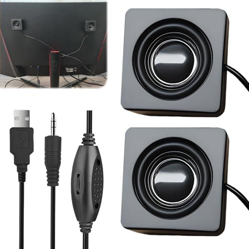 WIYETY Mini altoparlante 3,5 mm TRS, 1 paio di altoparlanti USB, altoparlanti per PC, piccolo mini altoparlante stereo da incollare con controllo del volume per computer desktop, laptop, tablet