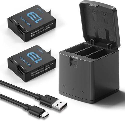 Topwowe 2 Packs Batteries 2100mAh Compatible with GoPro Hero 13 Black Camera with Triple Slot Battery Charging Station
