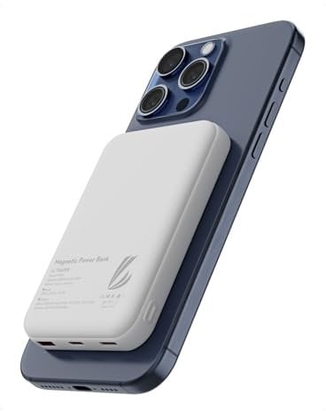 LL TRADER 006 Magnetic Wireless Power Bank 10000mAh Portable Charger Battery Pack Compatible with MagSafe for iPhone 12/13/14/15 Series (White)2024