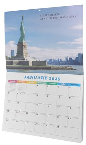 NUOBESTY Wandkalender Monatsplaner Jahreskalender mit Fotos Weltkarten-design Hängekalender Kalender Januar bis Dezember