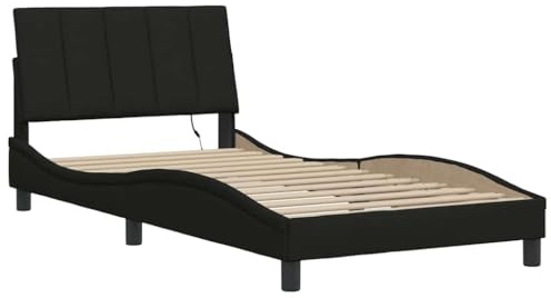 vidaXL Bettgestell ohne Matratze Hanko Schwarz 100x200 cm Stoff