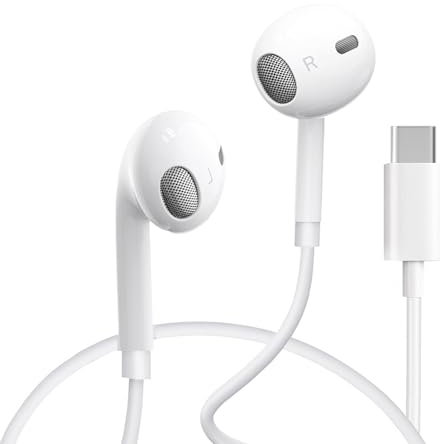 USB C Kopfhörer für iPhone 16 Typ C Kopfhörer mit Mikrofon & Fernbedienung Geräuschunterdrückung für iPhone 16/15 Pro, iPad Pro, Galaxy S23/S22/S21/S20/Ultra Note 10/20, Pixel 7/6/6a/5/4
