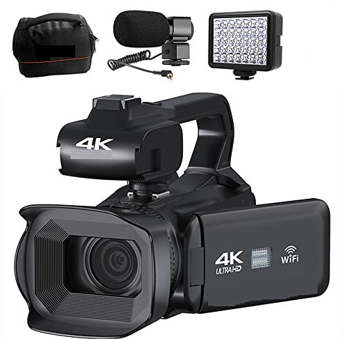 Fotocamera digitale, Videocamera professionale 18X Full 4K 60FPS for webcam live streaming Videocamera digitale da 64 MP 4 Registratore Vlog con schermo rotante per adolescenti, principianti, adulti(N