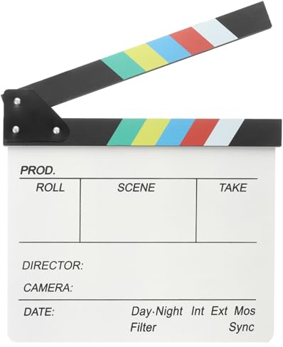 YOKIVE Movie Film Clapboard, Wooden Clapboard | Director Clapper Slate Cut Action Scene, Great for Camera Film, Photography Studio, Theater Props Decor (Multicolor, 12 x 10.6)