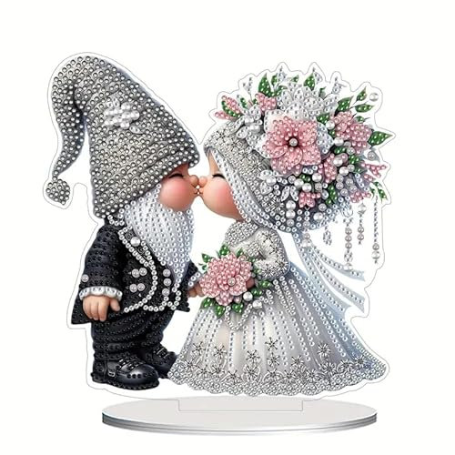 Beidseitig Diamond Painting Wichtel Deko Hochzeit, DIY Handwerk Frühling Tischdeko Doppelseitig Diamant Painting Mosaik Bastelset Kinder Erwachsene Geschenk Diamant Malerei Für Valentinstag (C)