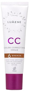 LUMENE CC Cream Color Correcting Creme mit SPF 20 & Mittlerer Deckkraft Für alle Hauttypen, Vegan 30ml, Bronze