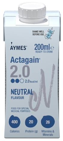 AYMES ActaGain 2.0 Nutritional Drink - Neutral - 1 x 200ml | High Energy Nutritional Drink, 20g Protein, Ready to Drink, Gluten Free