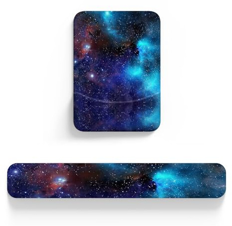 AOKSUNOVA Mauspad mit Handauflage Mousepad mit Gel Handballenauflage und Handgelenkauflage Tastatur Set Galaxie