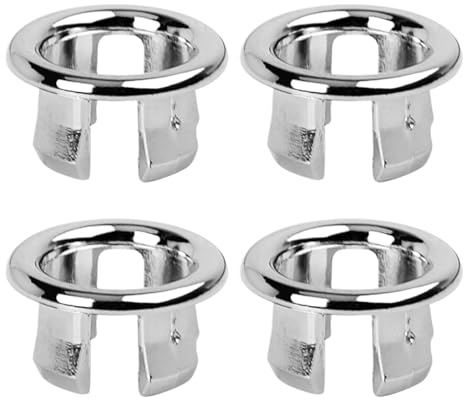 ApexPine 4 Pcs Chrome Sink Overflow Rings for 22-24mm Holes | 4 pack chrome plated round sink overflow rings, basin overflow covers for 22-24mm holes bathroom kitchen sink use