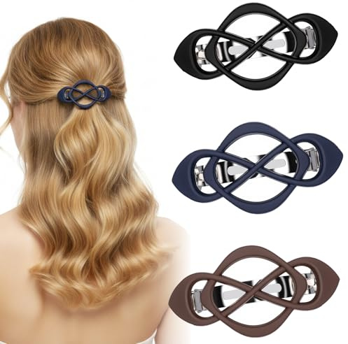 DOPENSPI 3 Stück Flache Haarspangen,Französische Haarspangen Automatischer Französische Haarspange Vintage-Haarspange mit Schnappverschluss Hair Clip für Mädchen und Frauen
