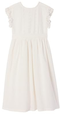 Vertbaudet Festliches langes Kleid Baumwoll-Leinen-Mix mit Stickerei und Bindegürtel, Kommunion