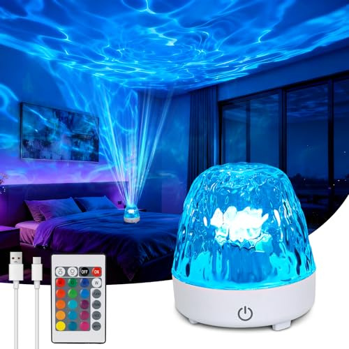 Wixwarmi Galaxy Projector Night Light, 16 Colors Brightness Dimmable Rechargeable Ocean Lights Projectors, Sensory Lights with Remote Control, Ocean Wave Projector for Bedroom/Party/Game Room