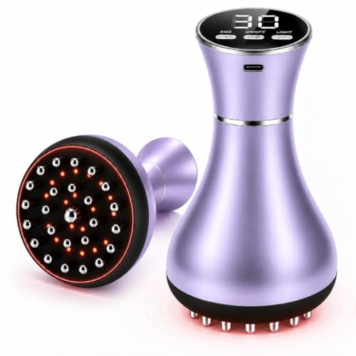 ATAUSD 4-in-1 Lymphdrainage & Anti-Cellulite-Massagegerät, Lila | 30 EMS-Stufen, Wärme, 25 Massagekugeln und 24 Rotlicht-LEDs