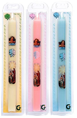 Holyart Candela Battesimo in Astuccio, Rosa