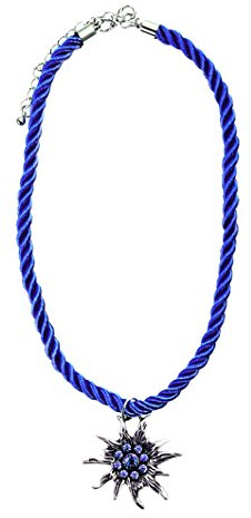 Trachtenkette mit strassbesetztem Edelweissanhänger und Satinkordel 927