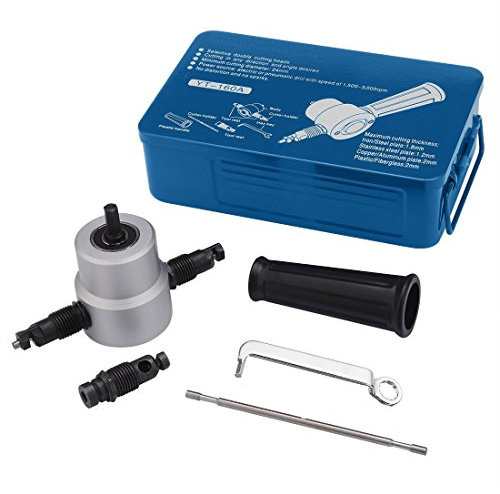 Sheet Metal Nibbler Cutter Drill Attachment Double Head Metal Sheet Tool Set