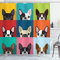 ABAKUHAUS Pop Art Duschvorhang, Terrier Portrait, Stoffliches Gewebe Badezimmerdekorationsset mit Haken, 175 x 200 cm, Blau Mehrfarbig
