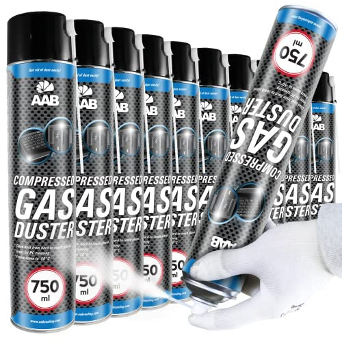 AAB Cooling Compressed Gas Duster 750ml - Conjunto de 10 - Spray de Hielo para Congelación de Tuberías, Spray para Congelar, Hielo Spray, Spray de Congelación, Spray de Enfriamiento