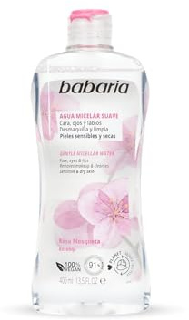 BABARIA Unisex ROSA MOSQUETA AGUA DESMAQUILLANTE MICELAR 400ML PINK MUSKET WATER MAKE UP REMOVER 400ML, Negro, Only