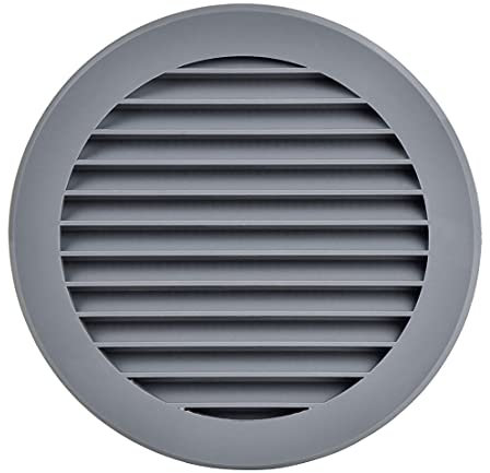 Steinberg14 Griglia di Aerazione Rotonda 125 mm - Griglie di Aerazione in Plastica Grigia - Serranda di Scarico dell'aria con flangia - Coperchio di Sfiato Interno a Parete e a Soffitto