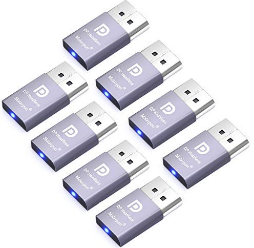 Malarpon DispalyPort Headless Ghost Display Emulator mit blauem Licht für PC 4K DP Dummy Plug (Fit Headless 1080@60Hz-3840x2160@17Hz) 8P