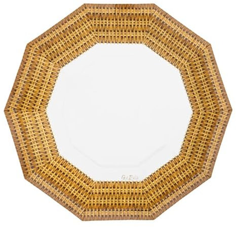 Givi Italia 8 sechseckige Teller 23 x 24 cm Rattan aus Karton