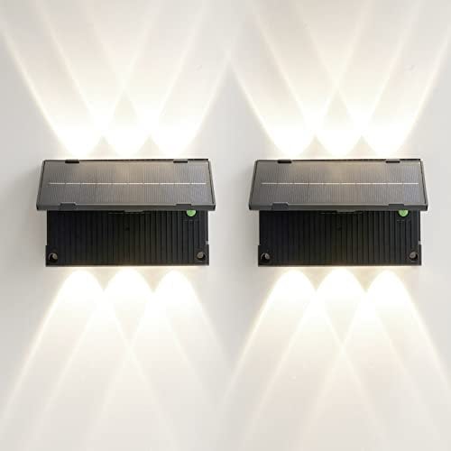 2 Stück Solarleuchte für Außen Solarlampe Aussen Solar Wandleuchte IP65 wasserdichter Wandstrahler, Einstellbares Licht 3 Farben und 180° Winkel, Dunkellichtsensor, für Garten Terrasse Wandlampe