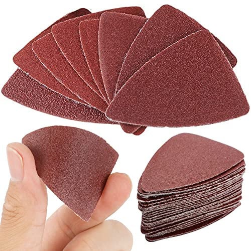200Pcs Finger Sanding Pads, Hook and Loop Finger Sandpaper for Finger Oscillating Multi Tool Sanding Pad, Grit 40/60/80/100/120/180/240, for Wood/Plaster Other Surfaces Polish Sanding
