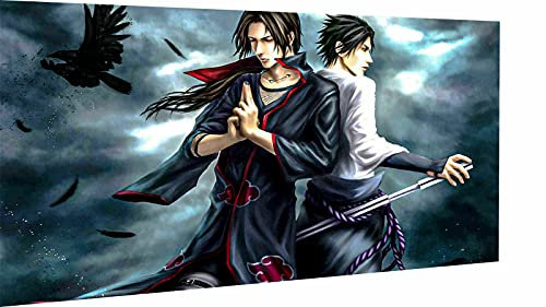 Magic Canvas Art - Bilder Naruto Sasuke Itachi Anime Leinwandbild 1- teilig Hochwertiger Kunstdruck modern Wandbilder Wanddekoration Design Wand Bild, Farbe: 120 x 60 cm