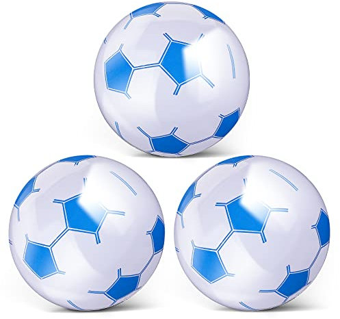 Grevosea 3 Stück Aufblasbarer Strandball,Wasserball Aufblasbar Mini 15 Inch Aufblasbarer Fußball,Wasserball Aufblasbar für Kinder-Pool-fußball für Schwimmbad-Sport-Spiel-Party-zubehör(blau)