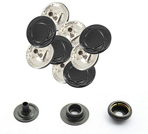 WedDecor - Botones de presión de metal de 0.591 in, color negro mate, sin níquel, 4 piezas, botones de remache para cuero, chaqueta, bolsa, cinturón, vaqueros, reparación de ropa, paquete de 500