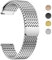 Fullmosa Uhrenarmband 20mm Edelstahl Smartwatch Ersatzband für Samsung Galaxy Watch 6/5/4 40mm 44mm/Huawei GT 3 42mm/Garmin Vivoactive 3, Watch Band mit Magnetische Schließe Metall, Silber 20mm