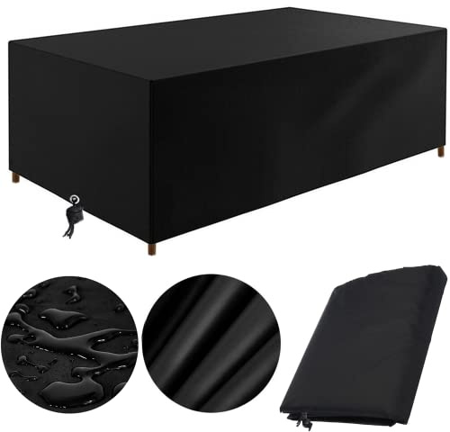 Gartenmöbel Abdeckung Wasserdicht 170x170 Multi Größe Abdeckplane Gartenmöbel Winterfest Schutzhülle Gartenmöbel Terrasse Abdeckungen für Gartenmöbel Sets Tische Stühle (Schwarz 170x170x85cm)
