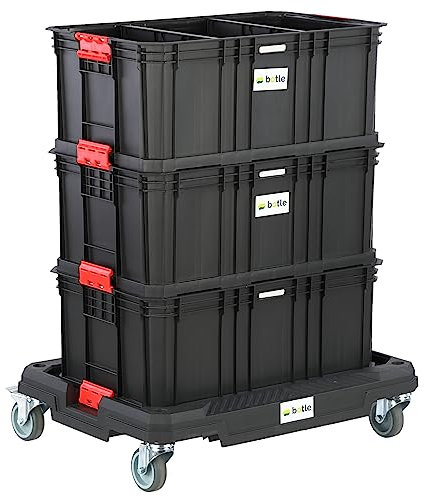 Plattform Fahrbare 4 Rädern mit 3 großen Boxen Werkzeugkasten Höhe 77 cm Set Modular Basic Serie