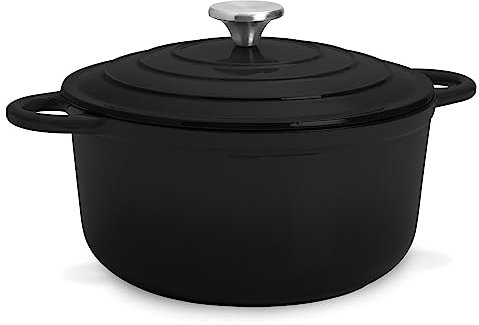Toci Big BBQ Enameled Dutch Oven Set 5.5L Enameled Cast Iron Dutch Oven With Lid, Ovenproof Instant Casserole Dish, Leak Proof Enamel Cast Iron Cookware, Small Dishwasher Safe Induction Dutch Oven Pot