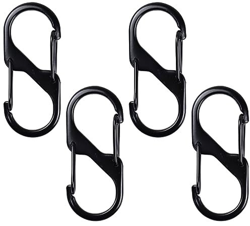 4Pcs Carabiner Keyring Clip, 5cm Locking Carabiner Buckle, S Shape Keychain Clip, Double Clip Hook for Camping, Travel, Hiking