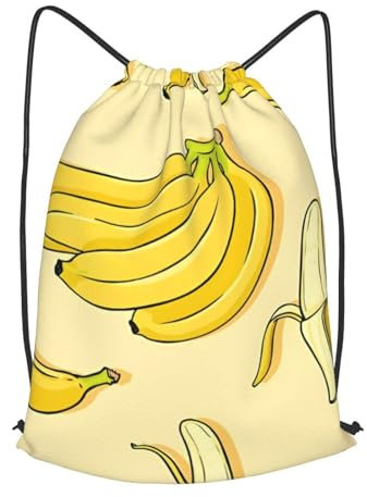 DEHIWI Banane Print Kordelzug Tasche Wasserdicht Große Kordelzug Turnbeutel Sport Rucksack String Schwimmen Tasche Trainer Tasche Reisetasche Für Frauen Männer, Schwarz , M