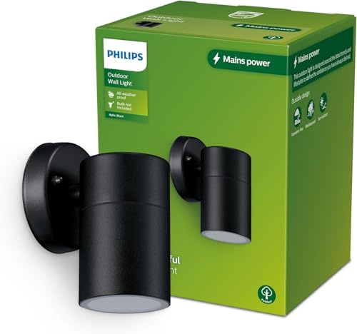 PHILIPS Outdoor Kylis Wandleuchte, max. 25W, exkl. Leuchtmittel, IP44 wetterfest, schwarz