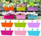 LalaGreen Pflanzgefäß für Outdoor-Pflanzen (6 Stück, 40,6 cm), buntes Metall, rechteckiges Geländer, hängende Pflanzgefäße, Erdbeere, Balkon, Garten, Deck, Zaun, Eimer, moderne Fenster-Blumenkästen,