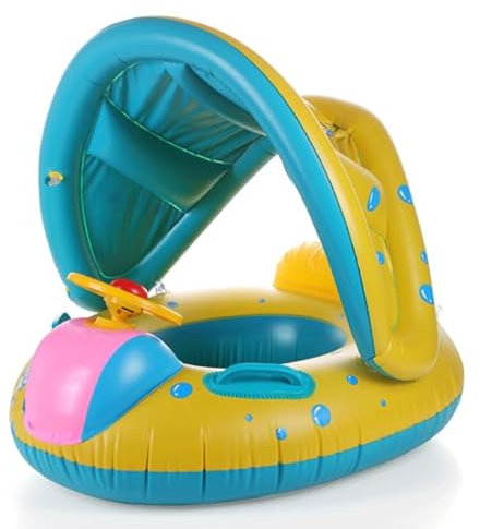 Schwimmring Baby mit Abnehmbarem Sonnendach, UPF50+ Sonnenschutz, Kinder Schwimmsitz mit Sonnendach, Schwimmreifen Baby, Baby-Schwimmhilfe im Alter von 6 bis 36 Monaten