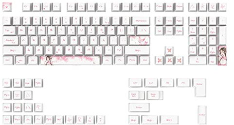 Flower Keycaps PBT Dye Sub For MX Switches Cherry Profile Mechanical Keyboard 108 Keys Fits 6 61 64 84 87 96 98 104 10 Mechanical Keycaps Pbt Cute White