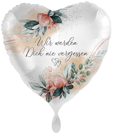Folienballon 'Wir werden Dich nie vergessen' Luftballon Abschiedsparty Trauerfeier Erinnerung Umzüge Reisen Ballon Made in EU